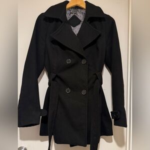 Elegant Women's Black Double-Breasted Trench Coat JouJou